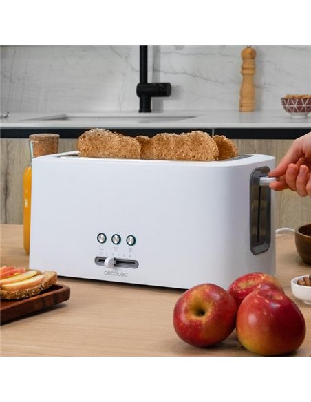 Cecotec Toast&Taste 16000 Extra Double White Tostadora de Doble Ranura Larga 1630W Blanca