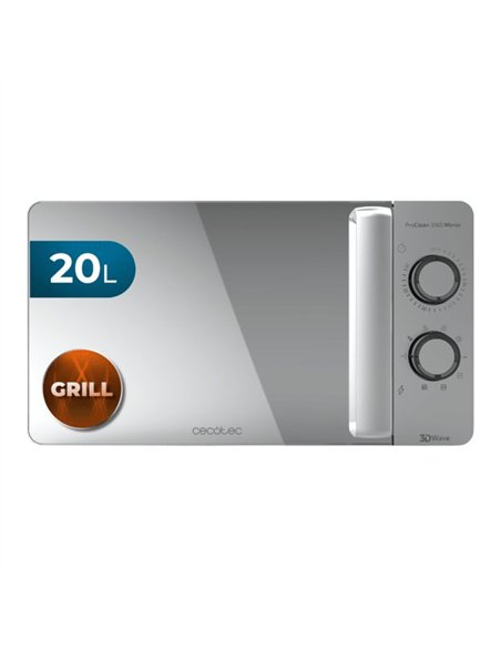 Cecotec ProClean 3160 Flatbed Mirror Microondas sin Plato con Grill 20L 700W