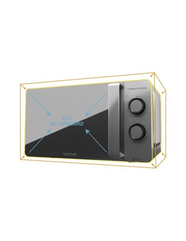 Cecotec ProClean 3160 Flatbed Mirror Microondas sin Plato con Grill 20L 700W
