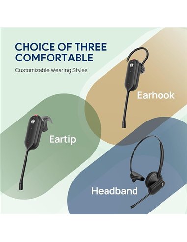 Yealink WH63 E2 Teams Auriculares Inalámbricos DECT Mono USB-C Negro