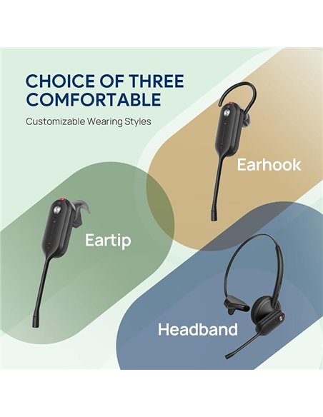 Yealink WH63 E2 Teams Auriculares Inalámbricos DECT Mono USB-C Negro