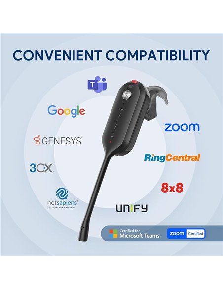 Yealink WH63 E2 Teams Auriculares Inalámbricos DECT Mono USB-C Negro