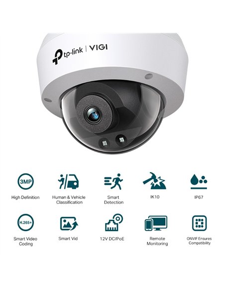TP-Link VIGI C230I Cámara IP Domo Exterior 4mm 3MP PoE