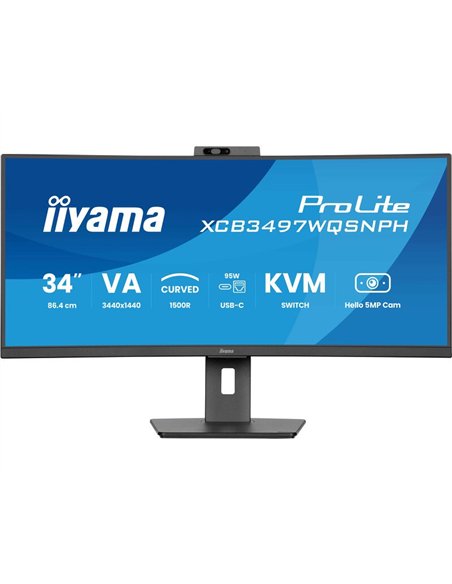 iiyama ProLite XCB3497WQSNPH-B1 34" LED VA UWQHD 120Hz USB-C RJ45 Negro Monitor Curvo
