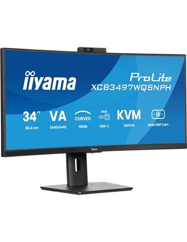 iiyama ProLite XCB3497WQSNPH-B1 34" LED VA UWQHD 120Hz USB-C RJ45 Negro Monitor Curvo