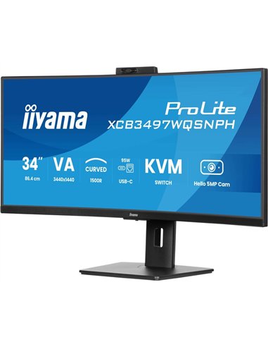 iiyama ProLite XCB3497WQSNPH-B1 34" LED VA UWQHD 120Hz USB-C RJ45 Negro Monitor Curvo