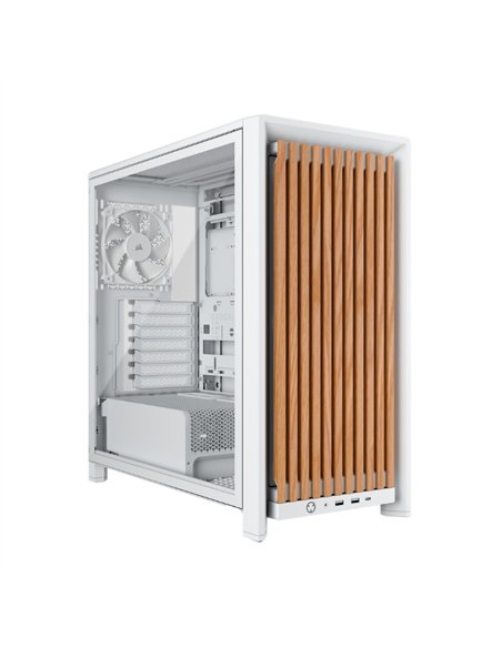 Corsair FRAME 4000D WOOD RS Caja PC Semitorre Modular ATX Panel Madera Nogal Blanco
