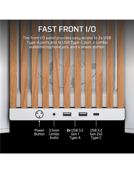Corsair FRAME 4000D WOOD RS Caja PC Semitorre Modular ATX Panel Madera Nogal Blanco