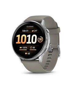 Garmin Venu 4 Smartwatch GPS 45mm AMOLED 5ATM Pulsómetro SpO2 Plata con Correa Gris