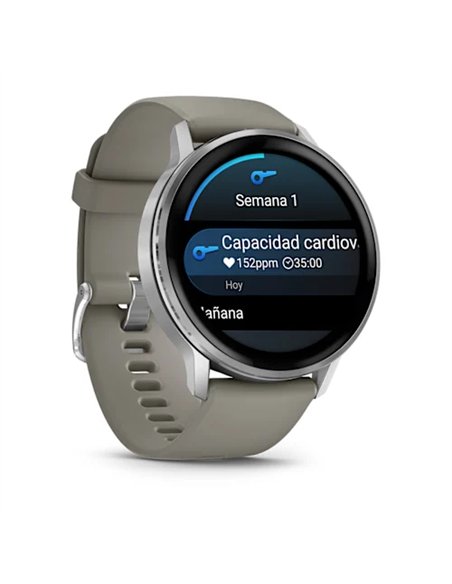 Garmin Venu 4 Smartwatch GPS 45mm AMOLED 5ATM Pulsómetro SpO2 Plata con Correa Gris