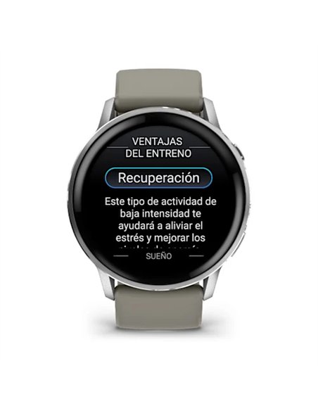 Garmin Venu 4 Smartwatch GPS 45mm AMOLED 5ATM Pulsómetro SpO2 Plata con Correa Gris