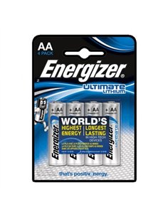 Energizer Ultimate Lithium Pilas de Litio AA LR6 L91 Pack de 4 Unidades