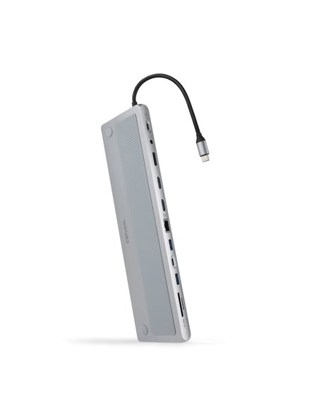 Nanocable Hub USB-C 3.1 PD 100W 2xHDMI DisplayPort RJ45 SD/TF Gris 18cm