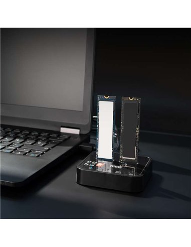 TooQ TQDS-201B Docking Station USB-C 3.2 Gen 2 2xM.2 NGFF/NVMe 10Gbps RAID Negro