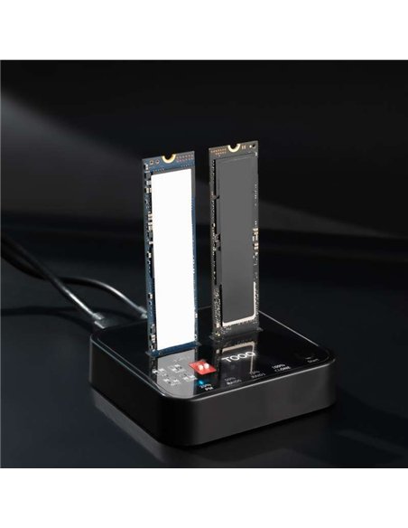 TooQ TQDS-201B Docking Station USB-C 3.2 Gen 2 2xM.2 NGFF/NVMe 10Gbps RAID Negro