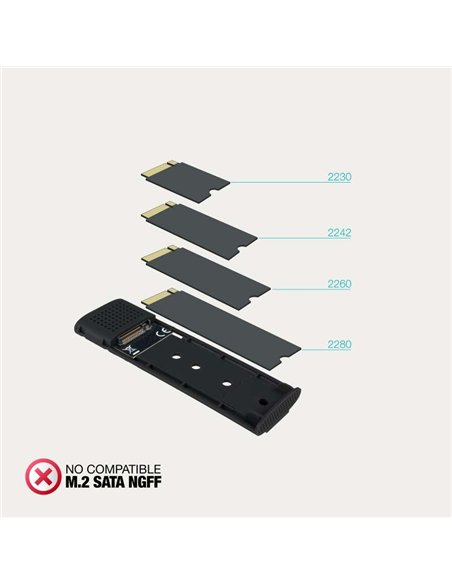 TooQ TQE-2230B Caja Externa SSD M.2 NVMe PCIe USB-C 3.1 Gen 2 10Gbps hasta 8TB Negro