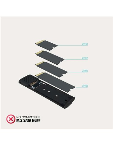 TooQ TQE-2231B Caja Externa SSD M.2 NVMe PCIe USB-C 3.2 Gen 2 10Gbps hasta 8TB Negro