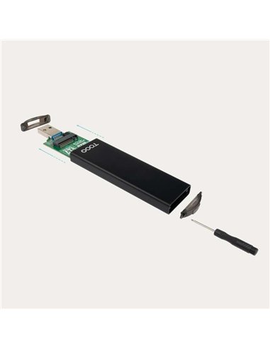 TooQ TQE-2240B Caja Externa SSD M.2 SATA NGFF/NVMe PCIe USB-C 3.2 Gen 2 10Gbps Negro