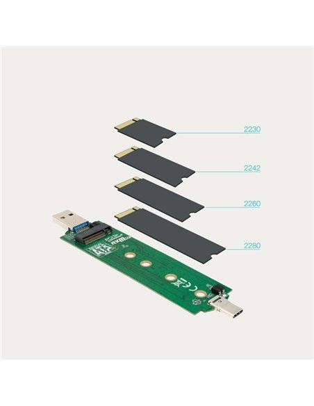 TooQ TQE-2240B Caja Externa SSD M.2 SATA NGFF/NVMe PCIe USB-C 3.2 Gen 2 10Gbps Negro
