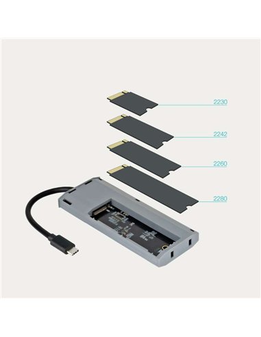TooQ TQE-2241G Caja Externa SSD M.2 NVMe PCIe USB-C 3.2 Gen 2 10Gbps Gris