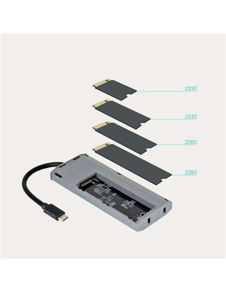TooQ TQE-2241G Caja Externa SSD M.2 NVMe PCIe USB-C 3.2 Gen 2 10Gbps Gris