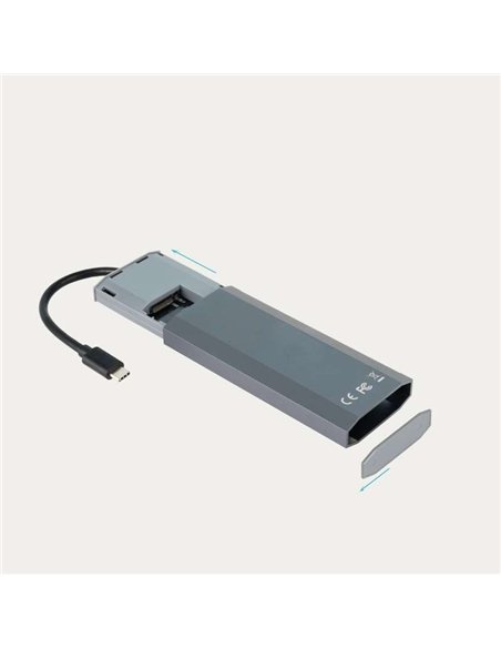 TooQ TQE-2241G Caja Externa SSD M.2 NVMe PCIe USB-C 3.2 Gen 2 10Gbps Gris