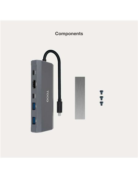 TooQ TQE-2241G Caja Externa SSD M.2 NVMe PCIe USB-C 3.2 Gen 2 10Gbps Gris