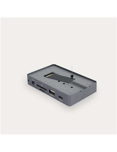 TooQ TQE-2242G Caja Externa SSD M.2 SATA NGFF/NVMe PCIe + Hub USB-C 10 en 1 10Gbps PD 100W Gris