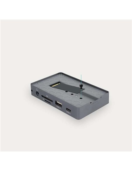 TooQ TQE-2242G Caja Externa SSD M.2 SATA NGFF/NVMe PCIe + Hub USB-C 10 en 1 10Gbps PD 100W Gris