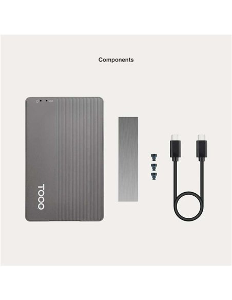TooQ TQE-2242G Caja Externa SSD M.2 SATA NGFF/NVMe PCIe + Hub USB-C 10 en 1 10Gbps PD 100W Gris