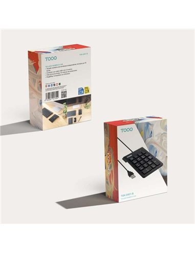 TooQ TQK-2001-B Teclado Numérico USB-A 19 Teclas Negro