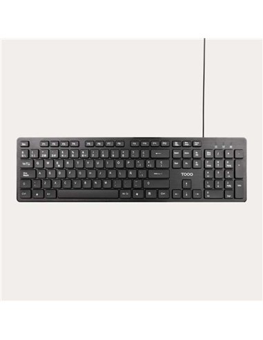 TooQ TQK-2003-B Teclado de Membrana Silencioso USB 104 Teclas Negro