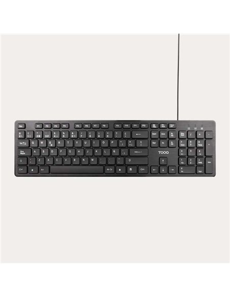 TooQ TQK-2003-B Teclado de Membrana Silencioso USB 104 Teclas Negro