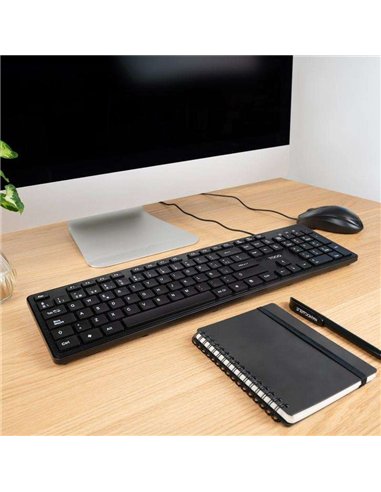 TooQ TQK-2003-B Teclado de Membrana Silencioso USB 104 Teclas Negro
