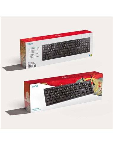 TooQ TQK-2003-B Teclado de Membrana Silencioso USB 104 Teclas Negro