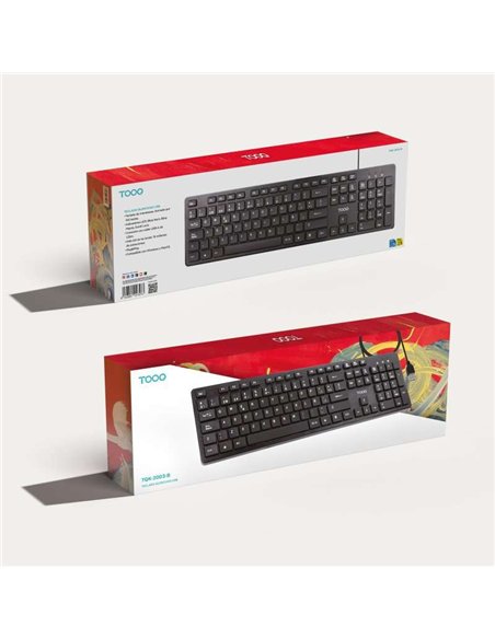 TooQ TQK-2003-B Teclado de Membrana Silencioso USB 104 Teclas Negro