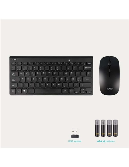 TooQ TQKMW-3101-B Kit Teclado y Ratón Inalámbrico 2.4GHz USB Negro