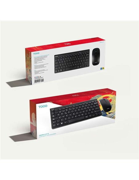 TooQ TQKMW-3101-B Kit Teclado y Ratón Inalámbrico 2.4GHz USB Negro