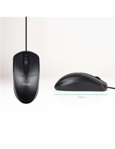 TooQ TQM-1001-B Ratón con Cable USB 1000 DPI Ambidiestro Negro