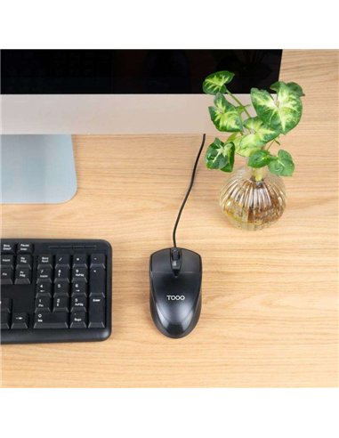 TooQ TQM-1001-B Ratón con Cable USB 1000 DPI Ambidiestro Negro