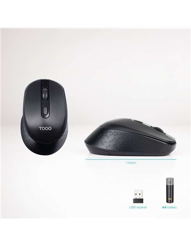TooQ TQMW-1101-B Ratón Inalámbrico 2.4GHz 1600 DPI Negro