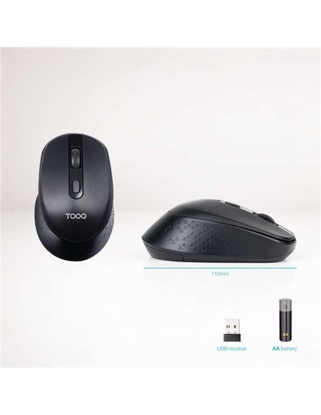 TooQ TQMW-1101-B Ratón Inalámbrico 2.4GHz 1600 DPI Negro