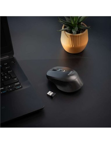 TooQ TQMW-1101-B Ratón Inalámbrico 2.4GHz 1600 DPI Negro