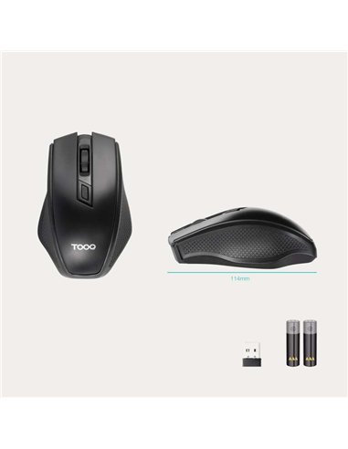 TooQ TQMW-1102-B Ratón Inalámbrico 2.4GHz 1600 DPI Negro