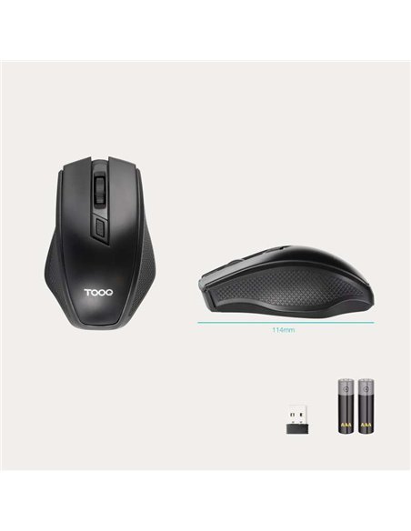 TooQ TQMW-1102-B Ratón Inalámbrico 2.4GHz 1600 DPI Negro