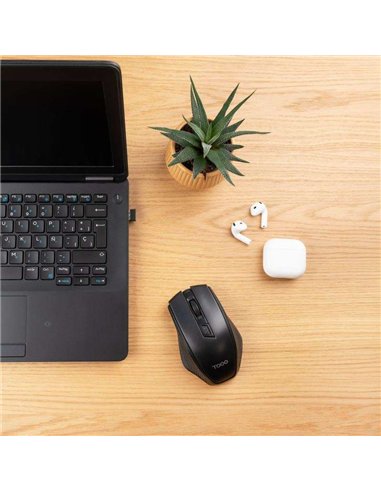 TooQ TQMW-1102-B Ratón Inalámbrico 2.4GHz 1600 DPI Negro