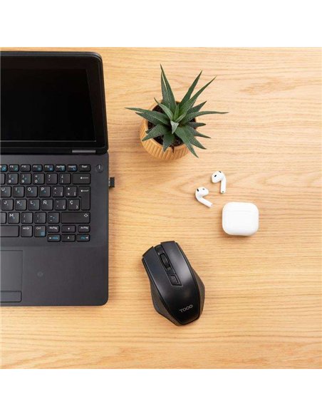 TooQ TQMW-1102-B Ratón Inalámbrico 2.4GHz 1600 DPI Negro
