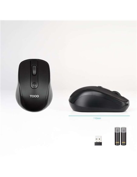 TooQ TQMW-1103-B Ratón Inalámbrico 2.4GHz 1600 DPI Negro