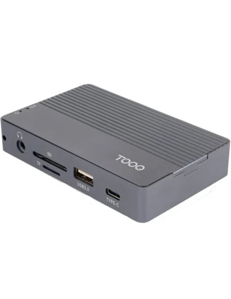 TooQ TQE-2242G Caja Externa SSD M.2 SATA NGFF/NVMe PCIe + Hub USB-C 10 en 1 10Gbps PD 100W Gris