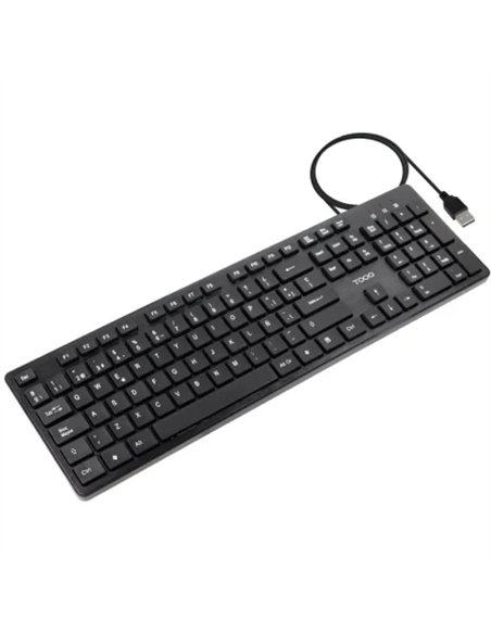 TooQ TQK-2003-B Teclado de Membrana Silencioso USB 104 Teclas Negro